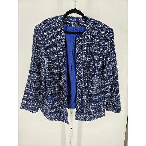 Karen Scott Women's Blue Long Sleeve Pockets V-neck Open Front Jacket Size L - Picture 1 of 4